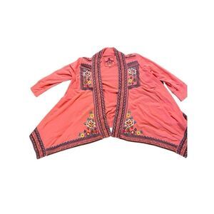 Johnny Was Coral Kimono Cotton Embroidered Sweater Cardigan Jacket Women’s S